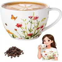 Banquet Jumbo Mok 550ml "Meadow" - Keramiek, Bloemendesign