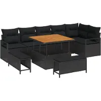 vidaXL Tuinbank Set 9 st 8-Aantal zitplaatsen Zwart