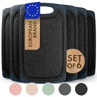 Blumtal Snijplank Kunststof Variera - BPA Vrij - 25 x 15 cm - Zwart Marmer - Set van 6