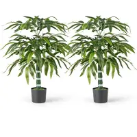 Costway Set van 2 kunstplanten, bamboe, 100 cm kunstboom met pot, stammen en verstelbare takken, kunstplant voor thuis, kantoor, bamboeboom, bamboedecoratie, kamerplant, decoratie, groen