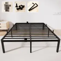 KUTAS Heavy Duty Metalen Bedframe - 160x200 cm - Minimalistisch Metalen Bed - Tweepersoonsbed - tevig - Stil - Anti Slip - Grote Opbergruimte Onder Bed - Lattenbodem - Schroefloze Montage - Zwart