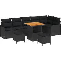 vidaXL Tuinset, 9-delig, 8 zitplaatsen, zwart
