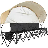 Vevor Draagbare Team Bench Campingbank (6 Personen) met Zijvakken &amp; Draagtas &amp; Zonnescherm