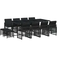 vidaXL 13-delige Tuinset met kussens poly rattan zwart