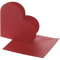 Packlinq Hartvormige Kaarten, afmeting kaart 12,5x12,5 cm, afmeting envelop 13,5x13,5 cm, rood, 10 set