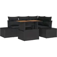 vidaXL Tuinbank Set 5 st Zwart Poly rattan