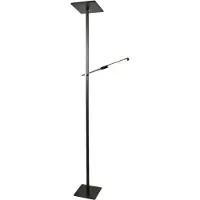 FABAS LUCE Ideal - Zwarte metalen vloerlamp met LED, hoogte 180 cm, - 2 lampen met 40W en 8W, met geïntegreerde LED, 3000K