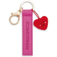Magni sleutelhanger zusje hart imitatie leren band roze 10cm met hart