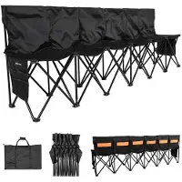 Vevor Draagbare Team Bench Campingbank (6 Personen) met Zijvakken &amp; Draagtas &amp; Achterzak