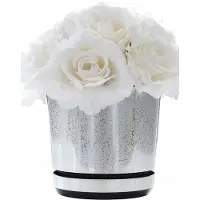 Decor Merkloze pot met schotel, 26 cm, gebroken zilverlook, subtiele glans