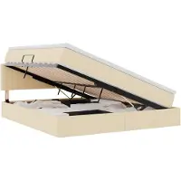 vidaXL LED opbergbed met matras Crème 160 x 200 cm Stof