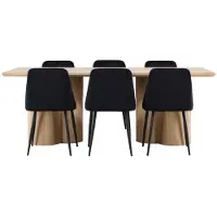 Ebuy24 Olivia eethoek tafel 100x210cm en 6 stoelen naturel, zwart.