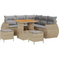 vidaXL Tuinbank Set 8 st 7-Aantal zitplaatsen Beige en Lichtgrijs