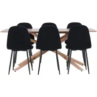Ebuy24 Piazza eethoek tafel 90x180cm en 6 stoelen mocca, zwart.