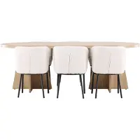Ebuy24 Bootcut eethoek tafel 115x230cm en 6 bouclé stoelen naturel.