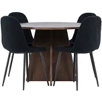 Ebuy24 Bootcut eethoek tafel Ø110cm en 4 teddy stoelen mocca.