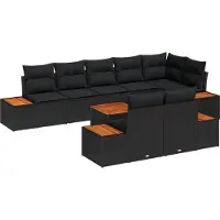 vidaXL Tuinbank Set 8 st 8-Aantal zitplaatsen Zwart Polyrattan