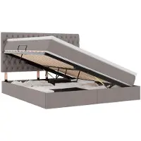 vidaXL Opslag bed met matras met hoofdeinde Taupe 180 x 200 cm Stof