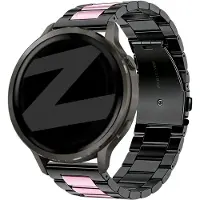 Bandz Stalen 'Classic' Bandje geschikt voor Garmin Vivoactive 4s / Vivomove 3s / Venu 4 - 41mm / Venu 3s / Venu 2s / Forerunner 265s / Forerunner 255s - Zwart/Roze