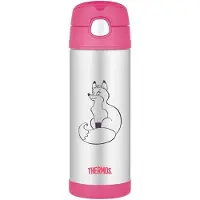 Thermos Kinderfles met Rietje - 470 ml - Roze RVS