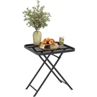 MODFU Tuin tafel inklapbaar 70x70x72 cm – Modern uitsnede-design van staal – Weerbestendig & stevig frame – Geschikt voor tuin, balkon, terras, camping of BBQ – Zwart