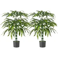 KOMFOTTEU Kunstplanten, set van 2, bamboe, 100 cm in pot, kunstplanten met stammen en verstelbare takken, kunstboom, kamerplant, decoratie, decoratieve plant, kunstbamboeboom, bamboeboom, decoratieve