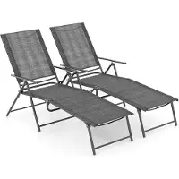 KOMFOTTEU Set van 2 zonnestoelen, inklapbare ligstoel met verstelbare rugleuning, strandstoel voor tuin, strand, zwembad