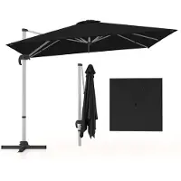 Costway Parasol, rechthoekig, 300 x 300 cm, grote zweefparasol met zwengel, kantelbaar, 360° draaibaar, terrasparasol, marktscherm voor tuin, terras, balkon