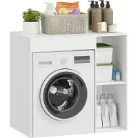 HOMCOM Kast boven wasmachine-Spaanplaat-90L x 60B x 90,5H cm-Wit