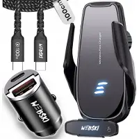 Webski Automatische Telefoonhouder Auto met Inductielader & 100W USB-C Kabel