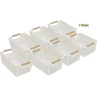 Discountershop Opbergmanden 9 Liter – Set van 7 Kunststof Opbergdozen – Keukenkast, Kledingkast en Kast Organizer – Opbergmand Kinderkamer en Speelgoed