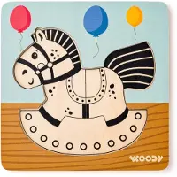 Woodyland Houten Puzzel: Houten Paardje met 5 Delen