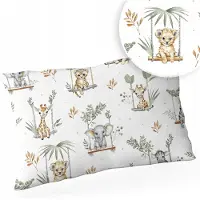 ANKRAS Katoenen Kussensloop 40x60 cm met Rits - Groene Dieren op Schommels