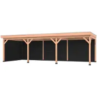 Westwood Douglas overkapping, 900 x 350, met zwarte achterwand en zijwand, Comfort Plus