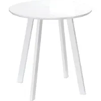 STILVORA Ronde eettafel hoogglans MDF Ø72×75 cm wit — compact 2-persoons, robuuste metalen schuine poten