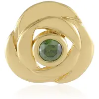 Cavill - Zilveren Hanger 925 Sterling Zilver Verguld - I2 Groene Diamant 0,099 ct Ronde Briljant - Elegant Bloemachtig Luxe Dames Sieraad