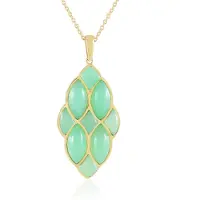 Cavill - 925 Sterling Zilver Ketting - Verguld - Braziliaanse Chrysopraas 10,476 ct - Marquise & Cabochon - Moderne Elegante Halsketting
