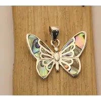 925 Sterling zilveren hanger vlinder met gekleurde vleugels - zilveren hanger met gekleurde vleugels gespreid - fleurig vlinder hanger van sterling zilver