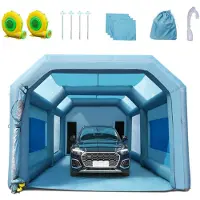 StarTech.com Opblaasbare spuitcabine - Draagbare spuittent - 6,8 x 3,5 x 2,8 m - 2 Ventilatoren 950W + 480W - 210D Oxford-stof - Voor auto spuiten - Blauw