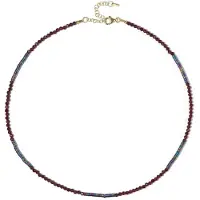 Cavill - Zilveren Halsketting 925 Sterling - Verguld - 28,215 ct Mozambique Granaat & 12,953 ct Hematiet - Elegant Rood