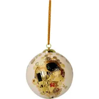 Goebel - Gustav Klimt | Kerstbal De Kus | Porselein - 8cm - met echt goud