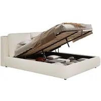 Merax Gestoffeerd Bed 180x200 cm - Bed met Opbergruimte - Hydraulisch Liftbed - Houten Lattenbodem Inbegrepen - Bouclé Look Beige - Zonder Matras