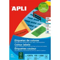 APLI Gekleurde etiketten ft 105 x 37 mm (b x h), rood, 1.600 stuks, 16 per blad, doos van 100 blad