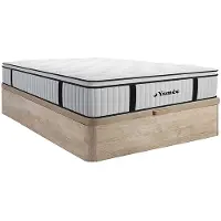 Vente-unique Set 140 x 200 cm bedbodem met opbergruimte, licht naturel + matras met pocketveren met ingebouwd dekmatras van 28 cm dik - AMERICAN DREAM van YSMÉE