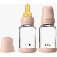 BIBS - Glass Baby Bottle Round Latex 2 Pack Slow Flow - Blush - 120 ml
