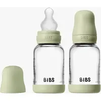 BIBS - Glass Baby Bottle Round Silicone 2 Pack - Sage - 120 ml