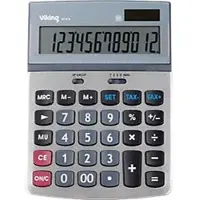 Viking Bureaurekenmachine 12 -cijferige display Zilver Batterij, zonne-energie AT-814