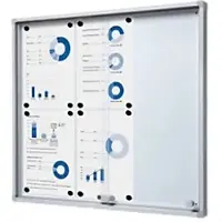 SHOWDOWN Vitrine Magnetisch 6 x A4 Wandmontage Afsluitbaar Binnen 67,5 (B) x 72 (H) cm Zilver