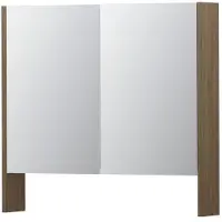 Ink SPK3 Spiegelkast 2 Deuren - 80x74cm - Zuiver Eiken - Spiegels, Spiegelkasten - 8718835090258