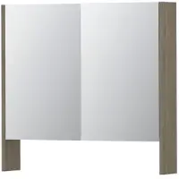 Ink SPK3 Spiegelkast 2 Deuren - 80x74cm - Greige Eiken - Spiegels, Spiegelkasten - 8718835090210